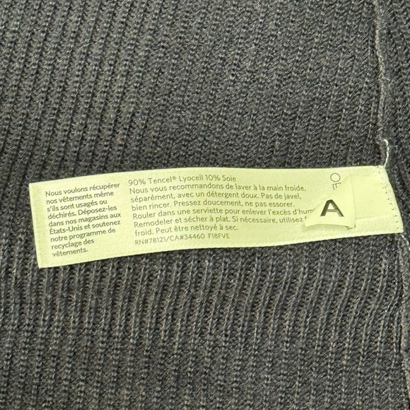 EILEEN FISHER Long Open Cardigan Navy Brown Stripe Size PL L Petite Fall Casual - Picture 9 of 9